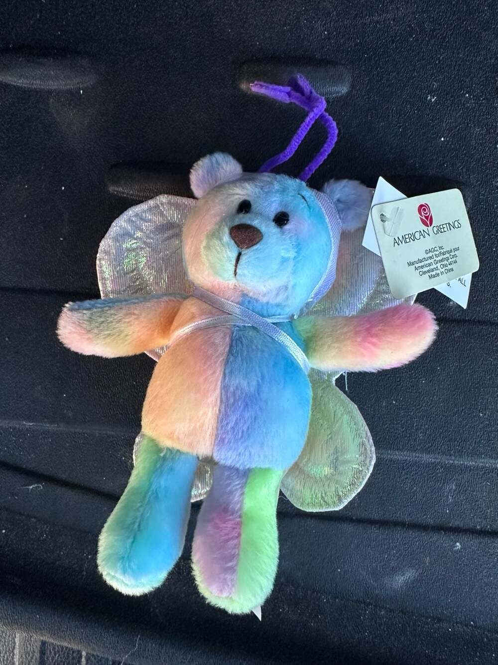 American Greetings Pastel Tie-Dye Fairy Bear Plush Ornament